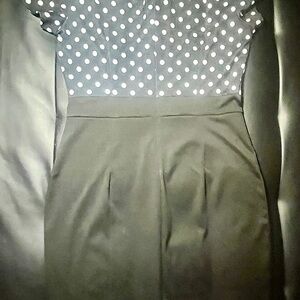 Elegant Black and White Polka Dot Midi Dress